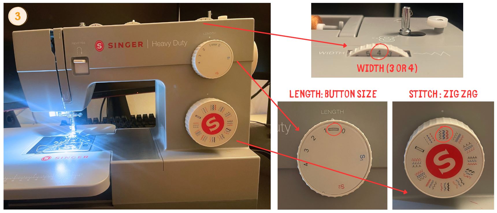 satin stitch setup for home machine