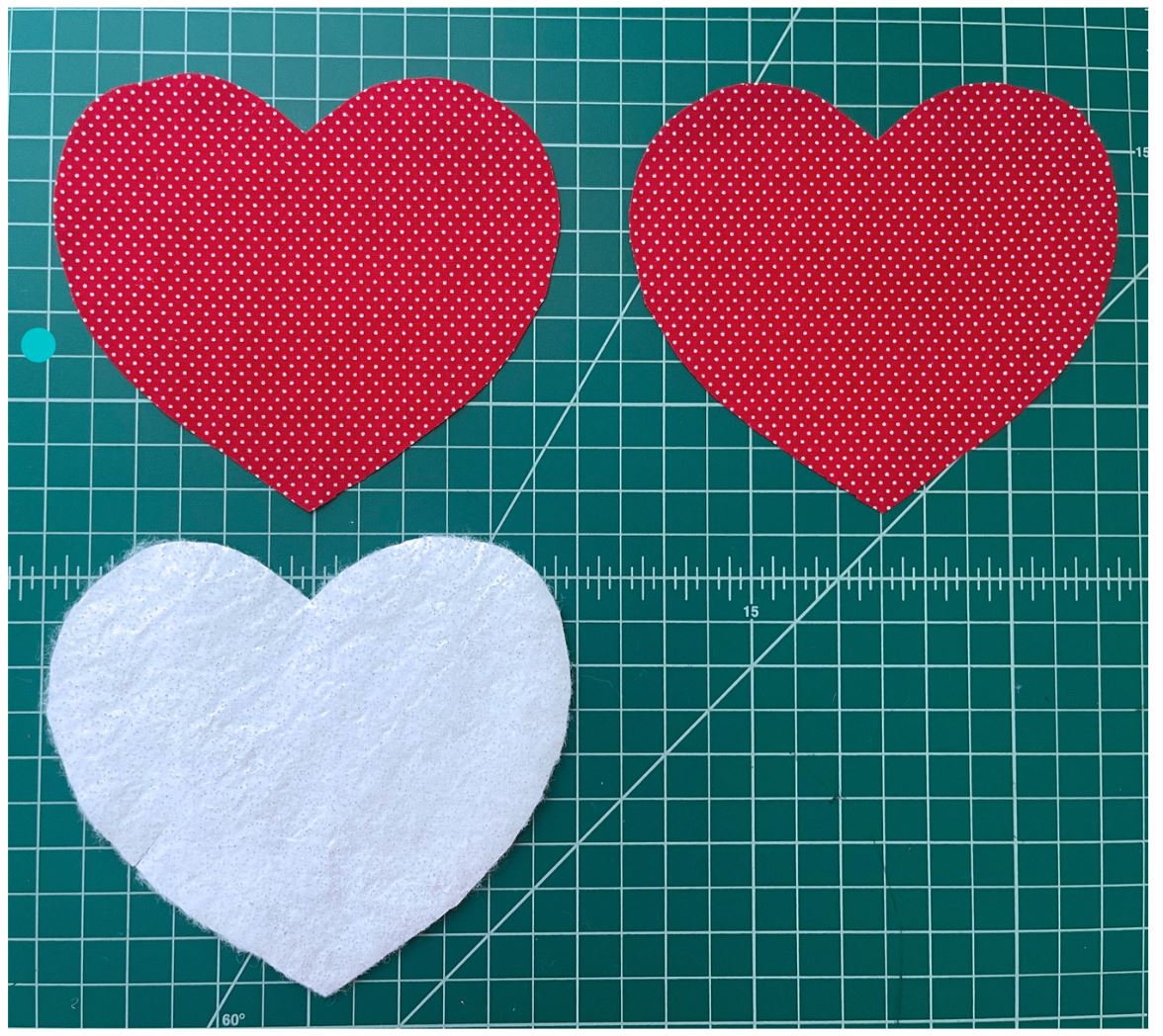 Valentine Coasters Cut the Fabric and the Batting